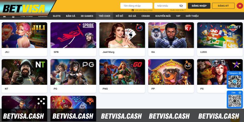 Betvisa cung cấp vô cùng đa dạng game